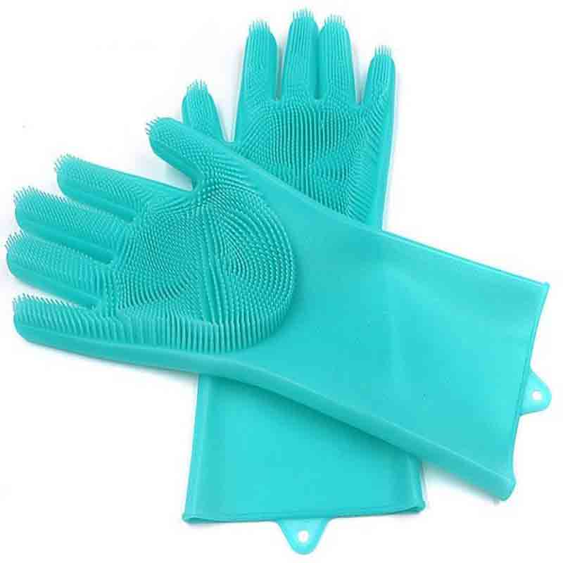 Cleaning Great for Dish wash Pink Pet Hair Care HOOPERT Magic SakSak Silicone Cleaning Brush Scrubber Gloves Heat Resistant 