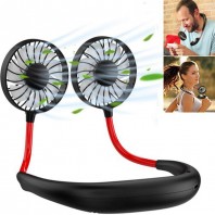 New USB Rechargeable Personal Mini Neck Double Fans 3 Speed Adjustable
