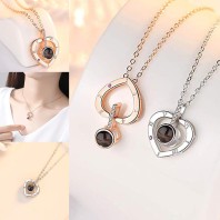 100 I Love You Language Projection Pendant Necklace Romantic Touching Gift