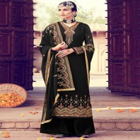 Black Georgette And Santoon Salwar Suit
