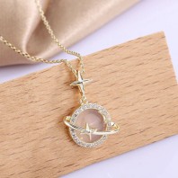 Moon Fairy Temperament Star Chalcedony Long Fashion Necklace 