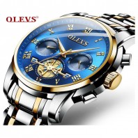 Men Quartz Date Tourbillon Chronograph Stainless Steel Hollow Waterproof Watches Luxury Fashion Clock