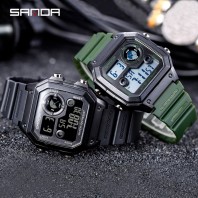 SANDA Brand Men Sports Watches Fashion Chronos Countdown Men's Waterproof LED Digital Watch