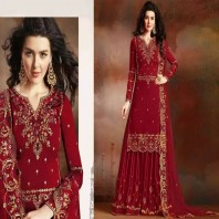 Wedding Wear Heavy Embroidered Work Sharara Style Salwar Suit 4669