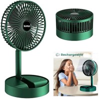 Table Fan (Green), Portable Folding Fan, Rechargeable USB Type-C Fan, 3 Speed Battery Operated Adjustable Fan for Home, Camping, Outdoor, Office and Table Fan-783