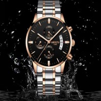 Rose Gold Color Men Watch Luxury Top Brand Mens Watch Fashion Dress New Military Quartz Wristwatch Hot Clock Male Sport NIBOSI 3324