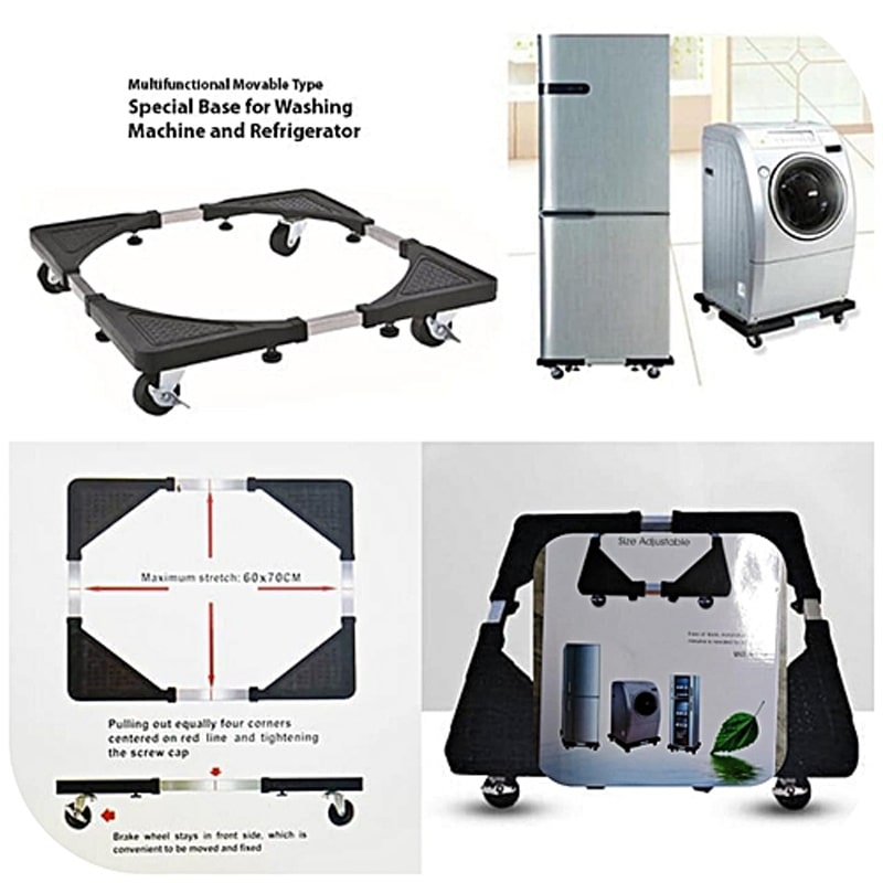 Adjustable Washing Machine Base Stainless Steel Reinforced Retractable Refrigerator Mobile Storage Bracket With Universal Wheel Universal Multi-Functional Dryer Freezers Home Appliance Rack