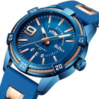 Mens Wrist Watch Chronograph Luminous Big Face Waterproof Sports Analog Quartz Watch Silicone Strap Business Casual Date Fashion Wrist Watches for Men Blue-3109