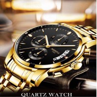 NIBOSI Watch Men Fashion Sport Quartz Clock Mens Watches Top Brand Luxury Business Waterproof Gold Black Watch Relogio Masculino 3320