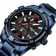 Relogio NIBOSI Luxury Men Watch Blue Stainless Steel Sport Man Clock Waterproof Men Watches Luxury Brand Reloj Hombre -3183