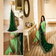 DESIGNER SEMI STITCHED CHURIDAR SUIT WITH EMBROIDERY-4646