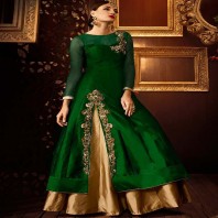 Vellora Bottle Green & Golden Brown Designer Suit-dr129