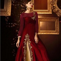 Blood Red Lehenga Style Designer Ladies Suits Online-dr139