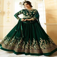 Pine Green Colour Georgette Wedding Anarkali Suit-dr99