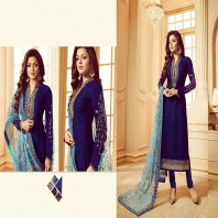 Georgette Embroidery Dress Blue-4610