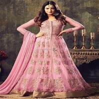 Hypnotic Pink Floor Length Indo Western Outfit With Embroidery-1928