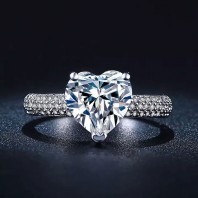 JEXXI Anillo Elegant Clear Crystal Heart Pendant Ring for Women-jw101