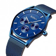 Biden Mens Women Watches Luxury Waterproof Watch Stainless Steel Mesh Band Super Thin Wrist Watch Gifts Presents for Ladies -3119