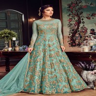Mint Blue Designer Net Anarkali Suit-1941