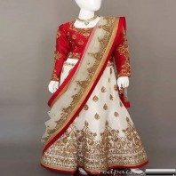 Raw Silk lehenga and choli with antique gold zardosi work-1933
