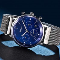 Men's Sub-dials Stainless Steel Watches Milanese Loop Band Quartz Wristwatch for Men-3104 